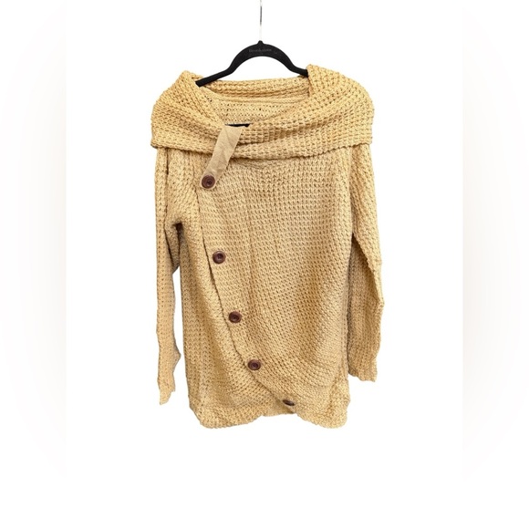 Women's Beige Button-Up Sweater - Picture 2 of 3